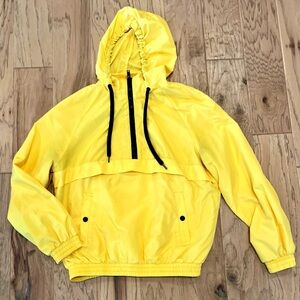 Divided by H&M Bright Yellow Rain Jacket and Hoodie with Black Details, size M